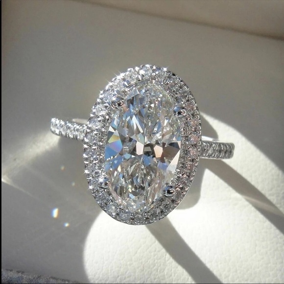 New Oval Cut 925 Silver Diamond Lady  Ring - Picture 5 of 6